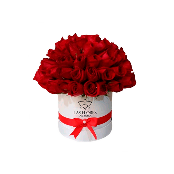 Topiario rosas rojas x50 con caja blanca o negra - Floristería Las Flores  del Huila